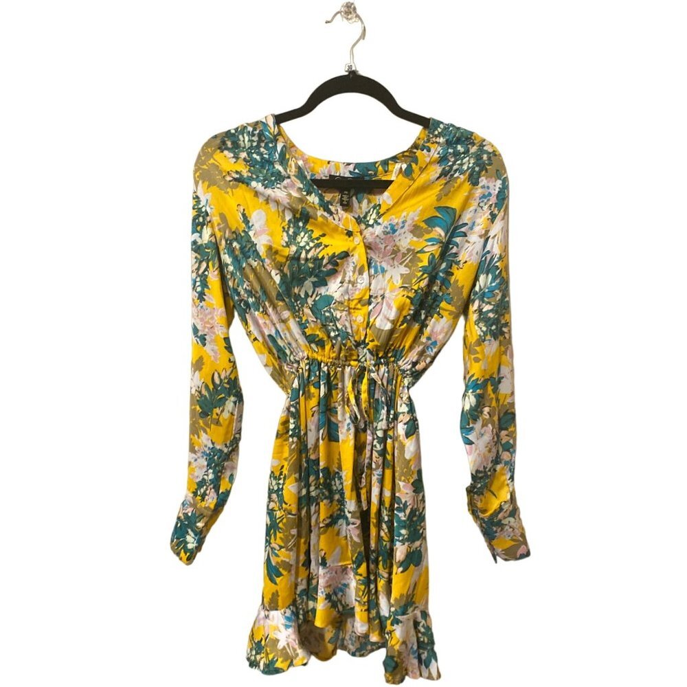 NWT JESSICA SIMPSON Shiloh Satin Fit & Flare Dress in Golden Rod, Size Sm - Picture 6 of 7